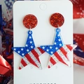 Macro shot of glittering red, blue, and silver patriotic star earrings for festive parties - Star Shape (2)