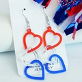 Patriotic triple heart dangle earrings in red white blue acrylic on display card - Triple Heart Style (3)