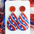 Sparkling American flag teardrop earrings with glitter red white and blue star patterns - Large Teardrop Shape (5)