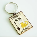 Detailed macro view of wooden keychain with Beer humor text and burnt edge texture - Natural Wood Rectangle Style (8)