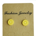 Close-up of yellow lemon slice earrings displayed on a fashion jewelry card - Lemon Slice Style