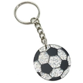Porte-clés de football en acrylique pailleté avec anneau argenté et motif noir et blanc - Style de Football Noir et Blanc
