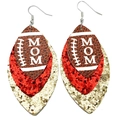 Three-layer faux leather football mom teardrop earrings with red and gold glitter - Red Gold Style (10)