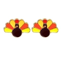 Charming turkey stud earrings in colorful enamel finish for Thanksgiving holiday accessory - Turkey Shape