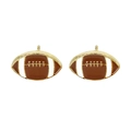Golden stud earrings featuring brown enamel American football design for Thanksgiving - American Football Shape