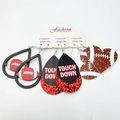 Set de 3 pares de pendientes de fútbol americano en cuero con formas de gota y corazón - Conjunto Temático Negro y Rojo (6)