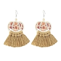Bohemian pumpkin fringe earrings with maple leaf wooden frames for Thanksgiving party - 9
