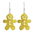 Sparkly gingerbread man acrylic earrings with yellow glitter for Christmas parties - Gingerbread Man Style (1)