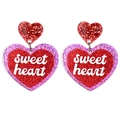Orecchini a cuore glitterati con scritta Sweet Heart per feste di San Valentino - Stile Cuore Glitter Rosso Viola Sweetheart (2)