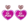Orecchini a cuore in acrilico rosa glitterato con scritta Be Mine per San Valentino - Stile Cuore Glitter Rosa Be Mine (3)