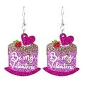 Glitzernde Valentine Acryl-Ohrringe in Kuchenform mit Be My Valentine Schriftzug - Valentins-Kuchen Stil (4)