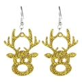 Sparkling gold reindeer acrylic earrings for Christmas festive parties and holiday attire - Reindeer Head Style (4)