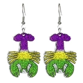 Glitzernde Mardi Gras Hummer-Ohrringe in lila, gelben und grünen Festivalfarben - Hummer-Stil (3)