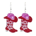 Glitzernde Cowboy-Stiefel-Ohrringe mit roten Herzen für Valentinstag-Partys - Cowboystiefel Stil (5)