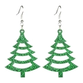 Sparkly green acrylic Christmas tree hollow earrings for festive party wear - Christmas Tree Style (5)