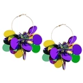 Exaggerated large hoop earrings with colorful festive sequins for party carnival accessories - Carnival Colorful Sequin Large Hoop Style (4)
