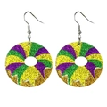 Sparkly Mardi Gras acrylic hoop earrings with purple green and gold glitter stripes - Donut Ring Style (8)