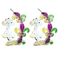 Mardi Gras acrylic fleur-de-lis hoop earrings with purple green and gold glitter finish - Classic Fleur-de-lis Style (2)