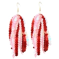 Sparkling pink and red sequin tassel earrings with elegant long fringe for Valentine's - Red Pink White Tassel Style(1)