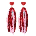 Boucles d'oreilles pendantes cœur à paillettes rouges et roses pour la Saint-Valentin - Style Gland Dégradé Cœur Rouge(10)