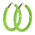 Neon green glitter hoop earrings with golden hooks for St. Patrick's Day fashion - Fluorescent Green Sequin Large Hoop Style