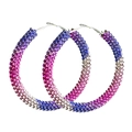 Grandi orecchini a cerchio con strass sfumati rosa e blu per look da festa - Viola Rosa Blu Bianco Sfumato (1)