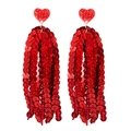 Boucles d'oreilles cœur rouge scintillant avec glands à paillettes pour la Saint-Valentin - Style Gland Cœur Rouge Uni(11)