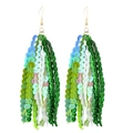 Detail of St. Patrick's Day green gradient sequin fringe earrings with metal hooks - Hook Style Blue Green Gradient Woven Tassel (14)