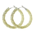Macro detail of oversized hoop earrings fully encrusted with yellow sparkling crystals - Light Yellow