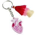 Llavero de corazón anatómico brillante con borlas de colores y aro plateado - Estilo Corazón Anatómico Rosa (4)