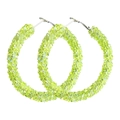 Sparkly lime green hoop earrings for women with crystal rhinestones for party fashion - Fluorescent Green