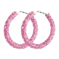 Pink rhinestone large hoop earrings for women with sparkling stones in a summer trend style - Pink