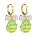 Orecchini a cerchio di Pasqua con uova verdi e graziose orecchie di coniglio - Uovo Verde Happy Easter (6)