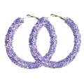 Fashionable purple crystal hoop earrings for women with silver metal needles and hooks - Purple