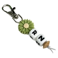 Porte-clés infirmière avec perles en silicone, lettres RN et pendentif tournesol - Vert