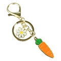 Portachiavi pasquale placcato oro con ciondoli smaltati a margherita e carota - Margherita e carota (3)