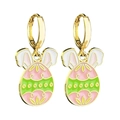Dettaglio di orecchini a forma di uovo di Pasqua dorato con orecchie di coniglio - Uovo Stampato Colorato con Orecchie di Coniglio (3)