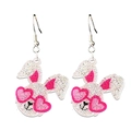 Cute Easter bunny acrylic drop earrings with pink heart glasses and glitter finish - Glitter Rabbit with Pink Glasses Style
