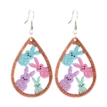 Detail of Easter glitter earrings with colorful bunny silhouettes in teardrop frames - Teardrop Colorful Rabbit Frame Style