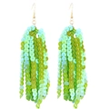 Detail of green and blue gradient sequin tassel earrings with gold metal studs - Hook Style Blue Green Gradient Tassel (9)