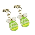 Detail showing green Easter egg clip-on earrings with white bunny ears and golden metal hooks - Happy Easter Egg (9)