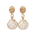 Elegante goldene Muschelohrhänger mit weißem Emaille-Finish im Retro-Ozean-Stil - Weiß