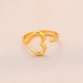 Minimalistischer vergoldeter offener Herzring mit verstellbarem Edelstahlband - Einstellbar Offen / Gold