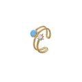 Minimalistischer vergoldeter Sternenring, verstellbar mit blau-weißen Emaille-Akzenten - Gold + Mehrfarbig