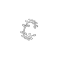 Detailansicht eines silbernen Edelstahlrings im Ranken-Design mit glatten Blattakzenten - Einstellbar Offen / Stahlfarben
