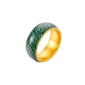 Nahaufnahme des Leuchtrings aus goldfarbenem Edelstahl mit grünem Wellenmuster und Glitzer - Gold & Grün