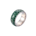Makro-Detail von grünen Schuppen und blauem Glitzer auf dem Edelstahl-Ringband - US 6 / Grün