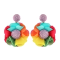 Pendientes de flores de rafia bohemios de colores para fiestas de playa y verano - Multicolor