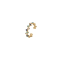 Détail d'une bague ouverte dorée ornée de pois colorés en émail bleu et blanc - Ouvert Réglable / Style Pop Exquis Vintage (J474-3)