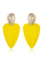 Exaggerated large drop earrings with golden waterdrop studs and bright yellow leaf pendants - Bright Yellow Leaf (ZXE469 Yellow)